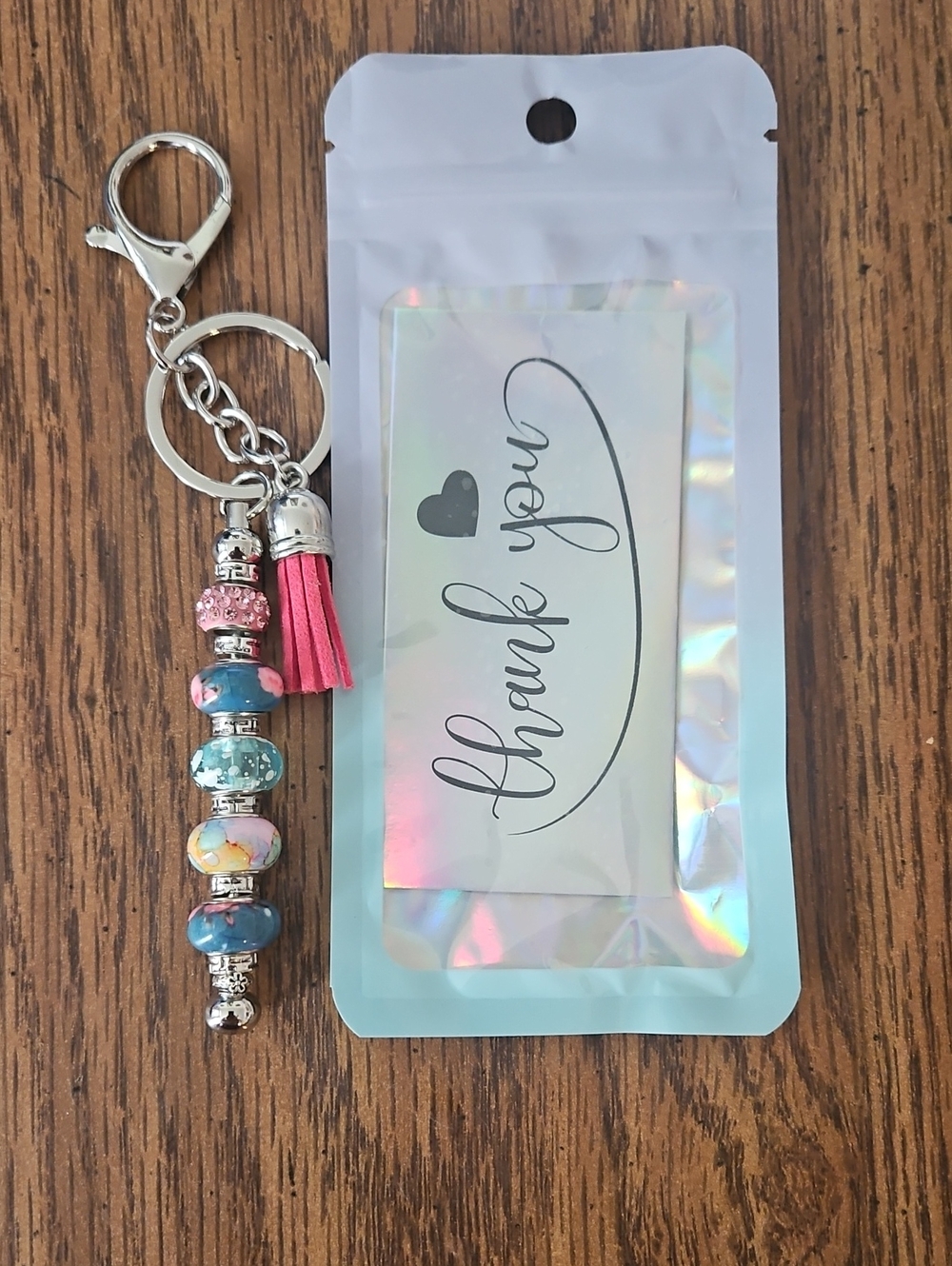Beaded Tassel Keychain - Pink Multi Color - Made with LOVE by Brynlee